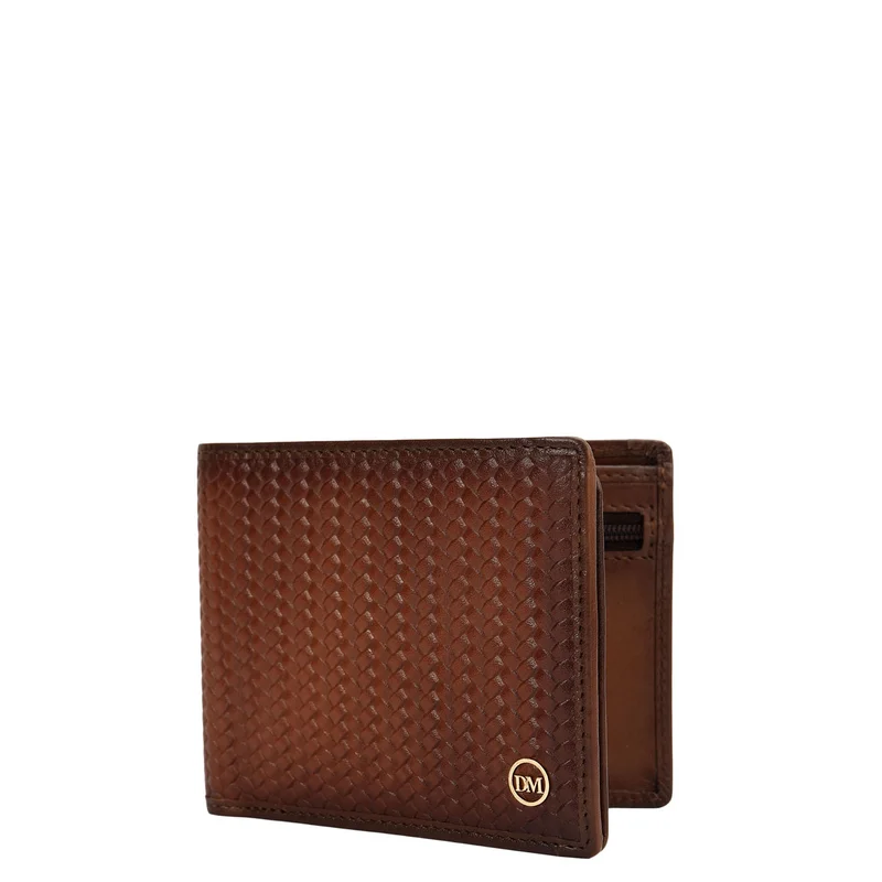 دا ميلانو Cognac Bifold Leather Mens Wallet